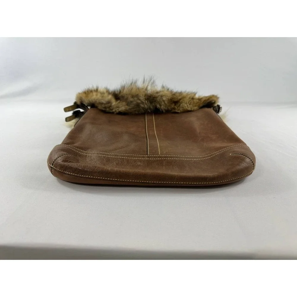 COACH Vintage 2004 Archival Rare Piece Cowhide & COYOTE FUR Hobo No. 1426 Purse